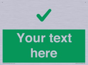 Custom green background, green tick sign